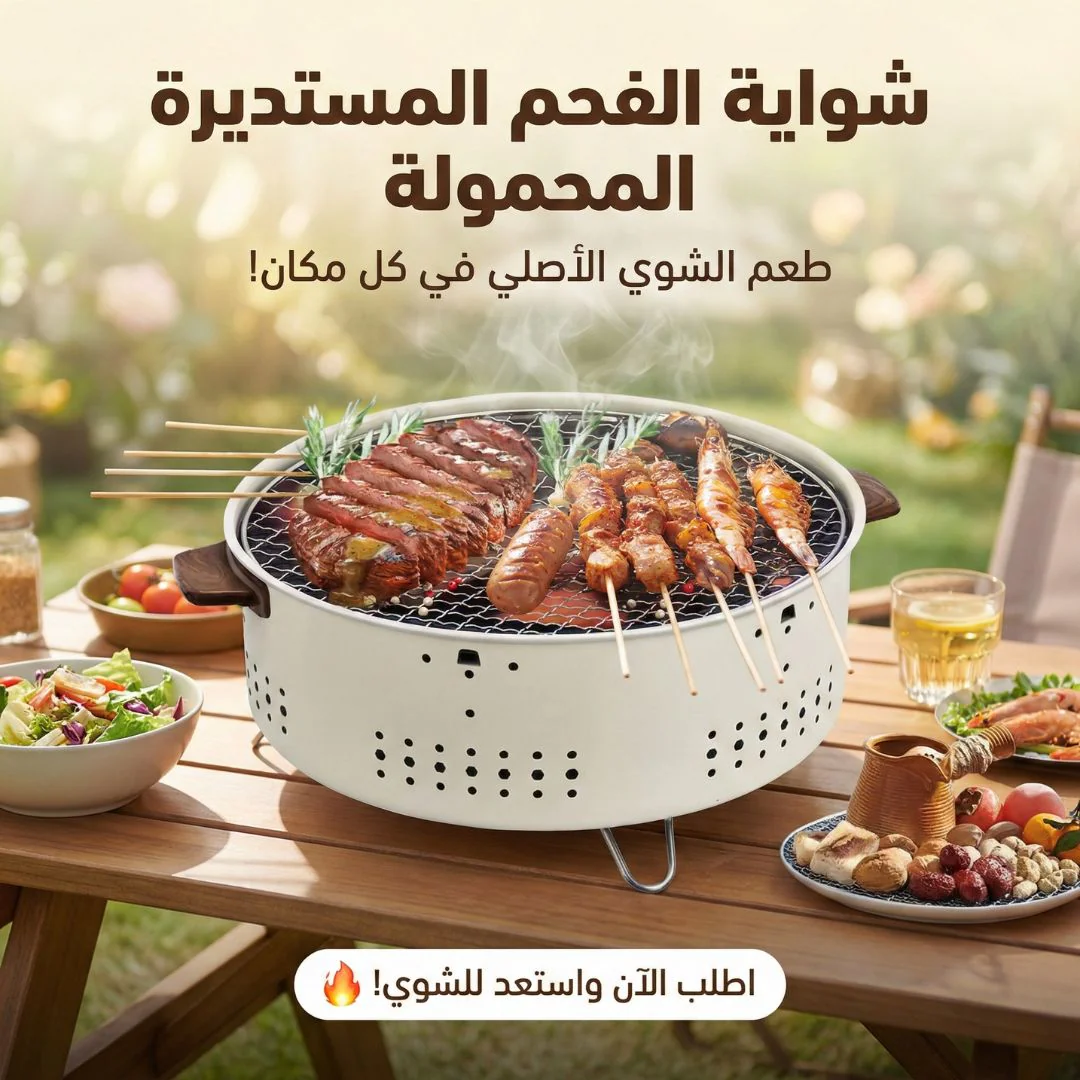 شواية الفحم المستديرة المحمولة